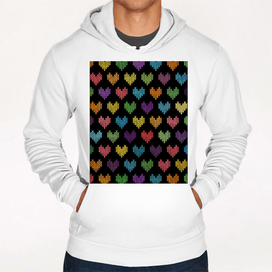 Colorful Knitted Hearts Hoodie by Amir Faysal