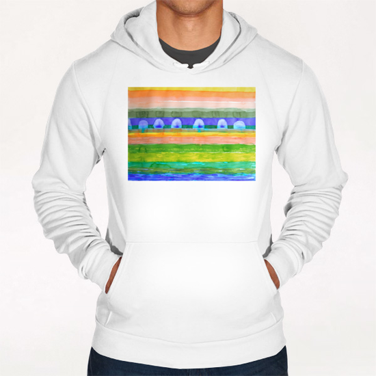 Blue Trees within Striped Landscape Hoodie by Heidi Capitaine