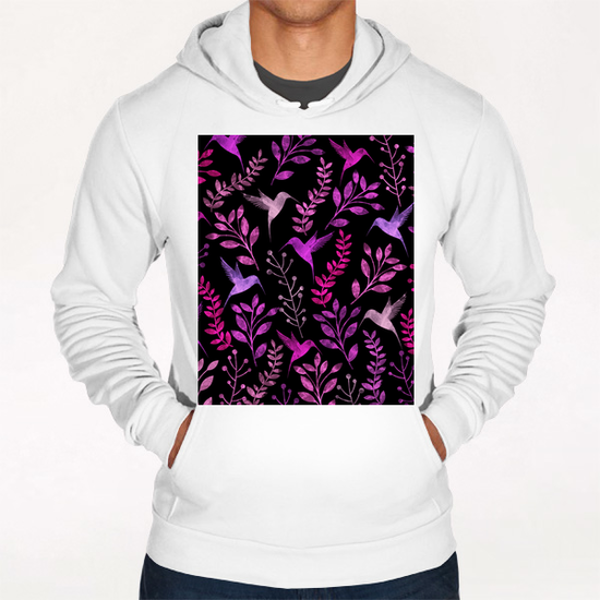 Watercolor Floral and Bird  Hoodie by Amir Faysal