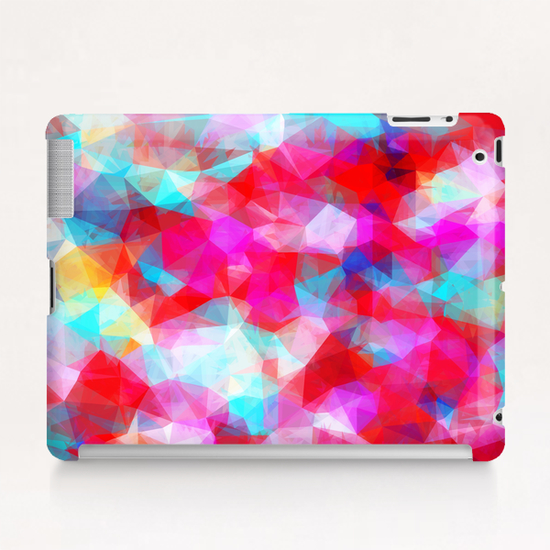 geometric triangle pattern abstract background in pink red blue Tablet Case by Timmy333