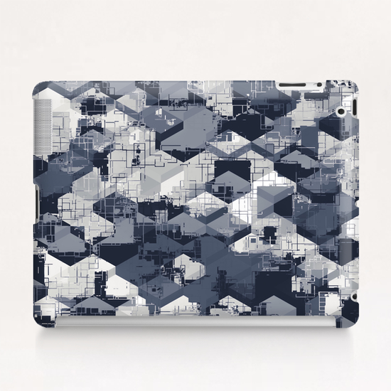 geometric square pattern abstract in black and white Tablet Case by Timmy333