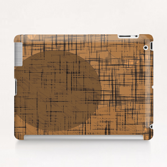 geometric square and circle pattern in brown Tablet Case by Timmy333