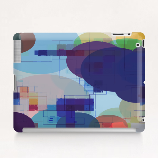 geometric square pixel pattern abstract and circle pattern in blue red green yellow Tablet Case by Timmy333