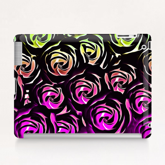 rose pattern texture abstract background in green and pink Tablet Case by Timmy333