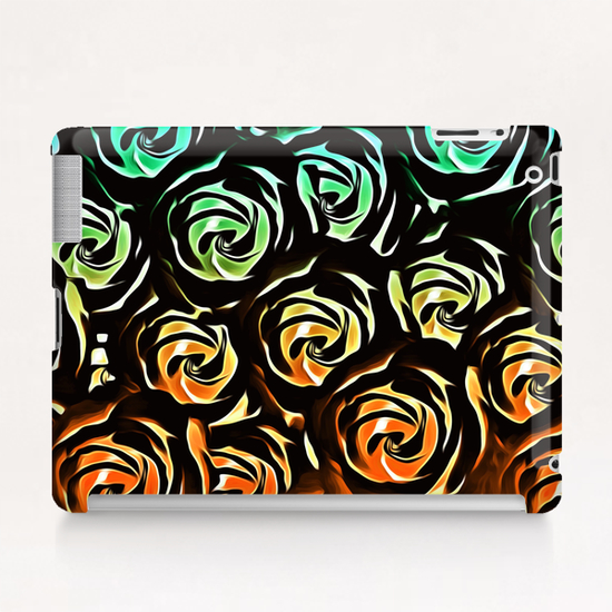 rose pattern texture abstract background in blue green orange Tablet Case by Timmy333