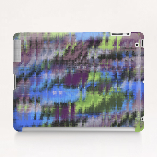 psychedelic geometric abstract pattern in blue green brown Tablet Case by Timmy333