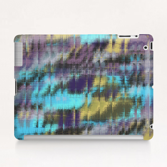 psychedelic geometric abstract pattern in blue yellow purple Tablet Case by Timmy333