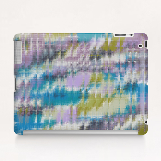 psychedelic geometric abstract pattern in blue green purple Tablet Case by Timmy333