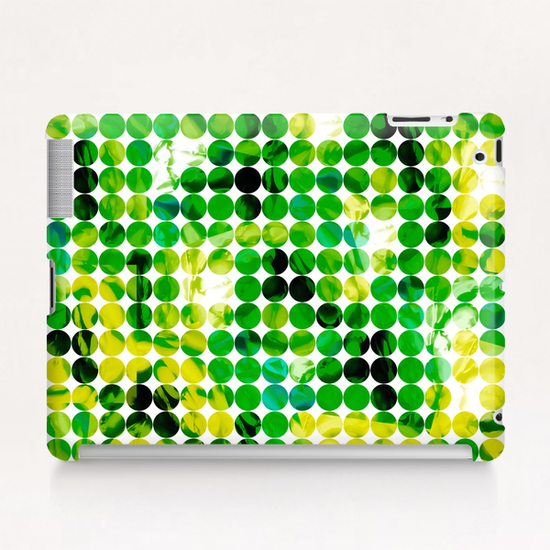 circle pattern abstract background with splash painting abstract in green and yellow Tablet Case by Timmy333