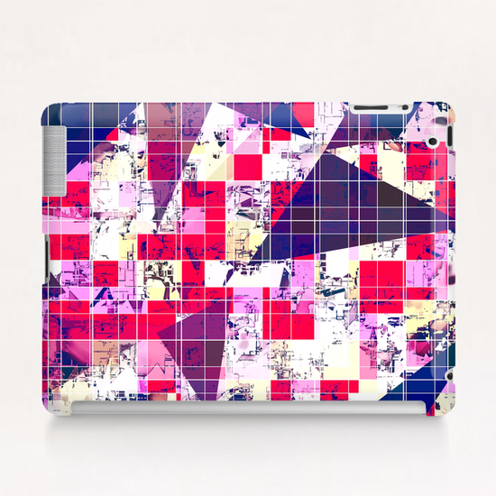 geometric square and triangle pattern abstract in red and blue Tablet Case by Timmy333