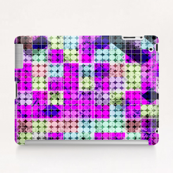 geometric square and circle pattern abstract in pink blue Tablet Case by Timmy333