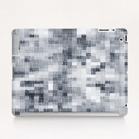 geometric square pixel pattern abstract in black and white Tablet Case by Timmy333