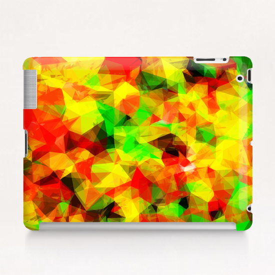 geometric triangle pattern abstract background in yellow green red Tablet Case by Timmy333