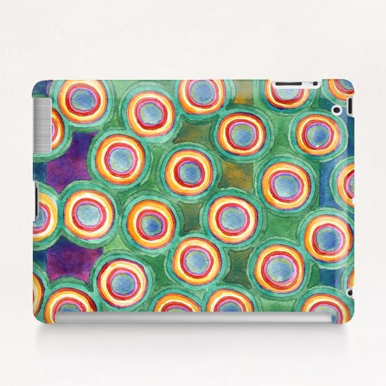 Multicolorful Circles in Front of Horizontal Stripes  Tablet Case by Heidi Capitaine