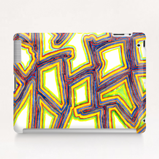 Outlined Fancy White Shapes Pattern  Tablet Case by Heidi Capitaine