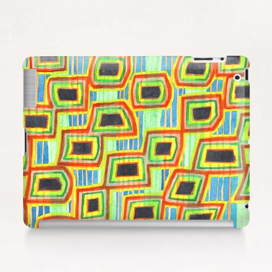 Connected Rectangle Shapes with Vertical Stripes Pattern  Tablet Case by Heidi Capitaine