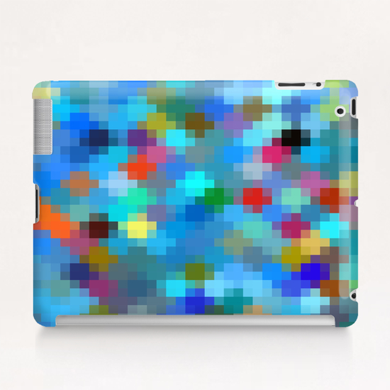 geometric square pixel pattern abstract in blue pink red Tablet Case by Timmy333