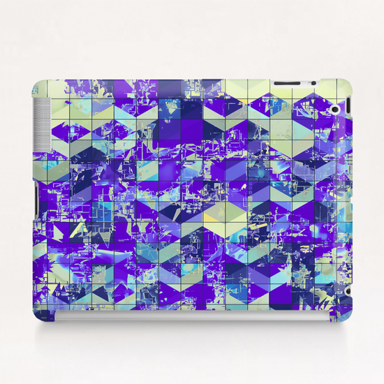 geometric square and triangle pattern abstract in purple and blue Tablet Case by Timmy333