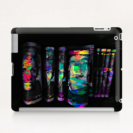 dollar bill with colorful painting abstract in blue red yellow green Tablet Case by Timmy333