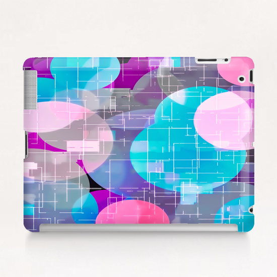 geometric square and circle pattern abstract in blue pink purple Tablet Case by Timmy333