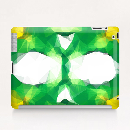 psychedelic skull art geometric triangle abstract pattern in green yellow Tablet Case by Timmy333