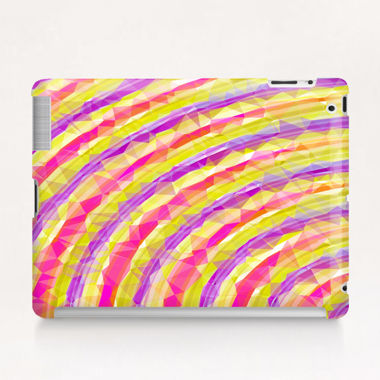 psychedelic geometric polygon line pattern in pink purple yellow Tablet Case by Timmy333