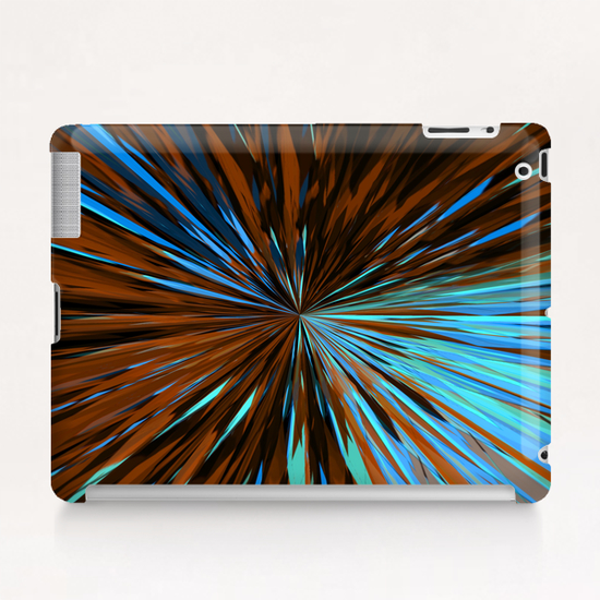 psychedelic splash painting abstract pattern in brown and blue Tablet Case by Timmy333