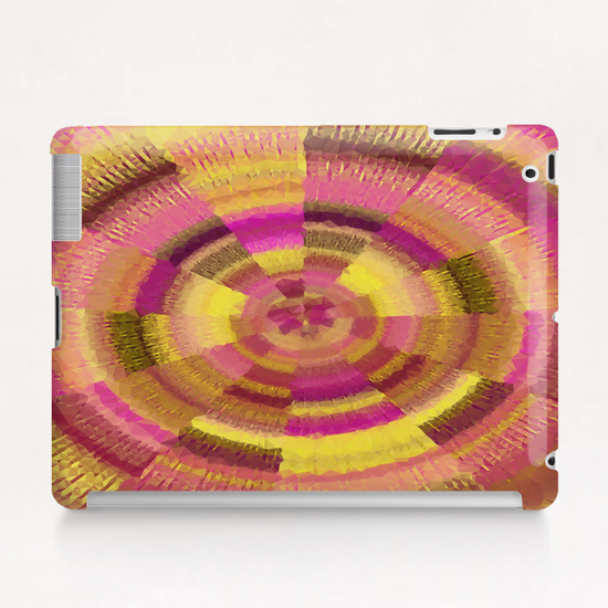 geometric polygon abstract pattern in pink and yellow Tablet Case by Timmy333