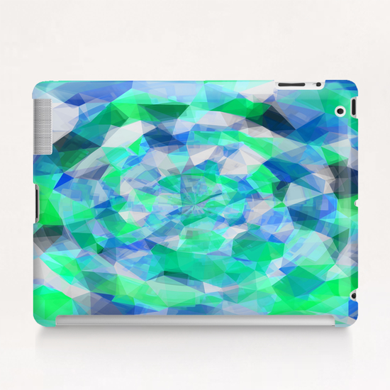 geometric polygon abstract pattern in blue and green Tablet Case by Timmy333