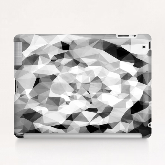 geometric polygon abstract pattern in black and white Tablet Case by Timmy333