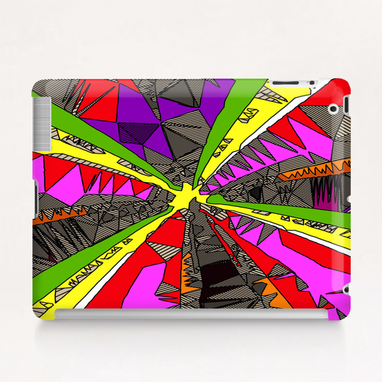 psychedelic geometric pattern drawing abstract background in red pink green yellow Tablet Case by Timmy333