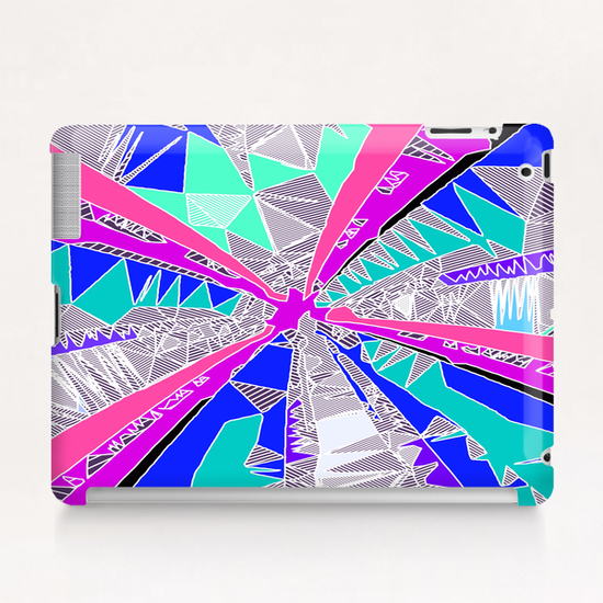 psychedelic geometric pattern drawing abstract background in blue pink purple Tablet Case by Timmy333