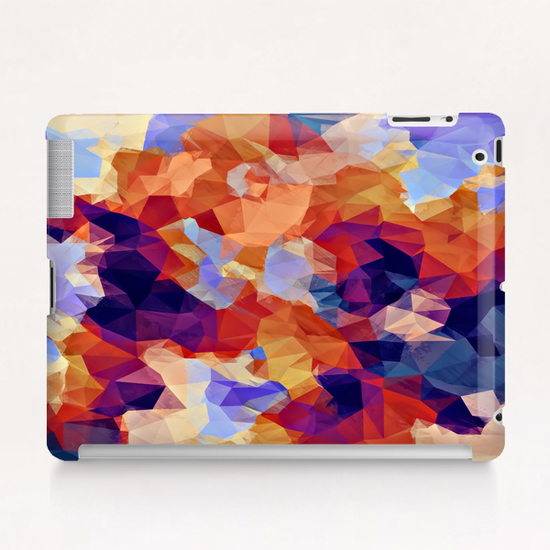 psychedelic geometric polygon pattern abstract in orange brown blue purple Tablet Case by Timmy333