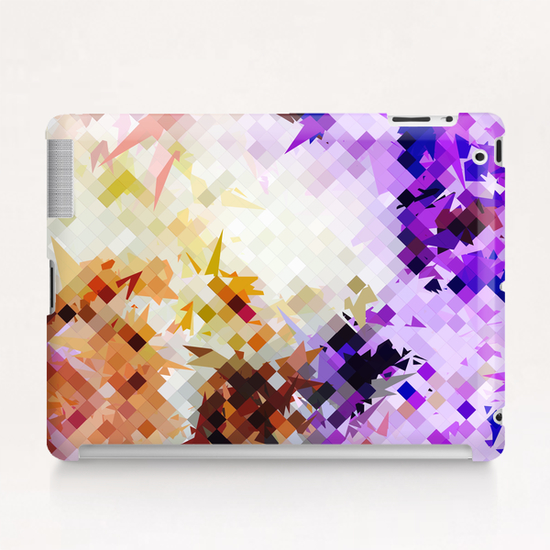 geometric square pixel pattern abstract background in purple brown Tablet Case by Timmy333