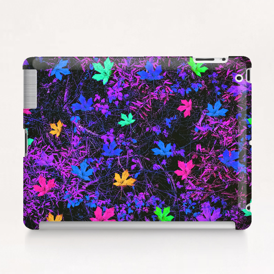 maple leaf in pink blue green yellow purple with pink and purple creepers plants background Tablet Case by Timmy333