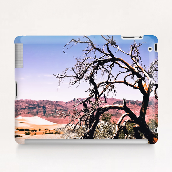 tree in the desert with mountain and blue sky in summer at Death Valley national park, USA Tablet Case by Timmy333