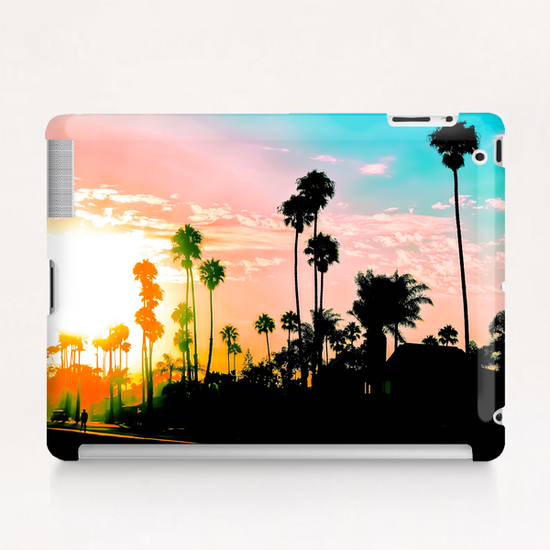 beach summer sunset with palm tree and blue sky Tablet Case by Timmy333