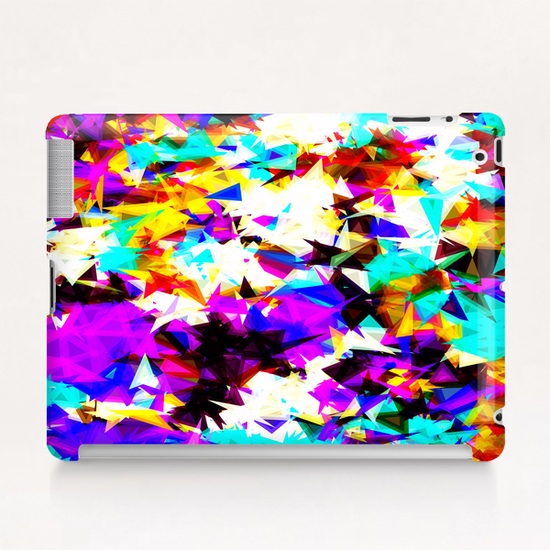 psychedelic geometric triangle abstract pattern in purple pink blue yellow red Tablet Case by Timmy333