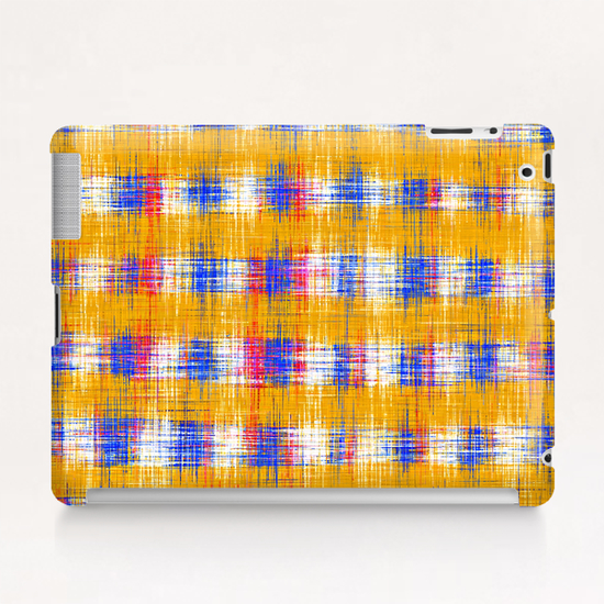 plaid pattern abstract texture in yellow blue pink Tablet Case by Timmy333