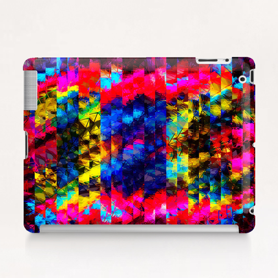 psychedelic geometric painting abstract pattern in red pink blue yellow Tablet Case by Timmy333