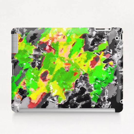 psychedelic splash painting abstract texture in in green yellow black Tablet Case by Timmy333