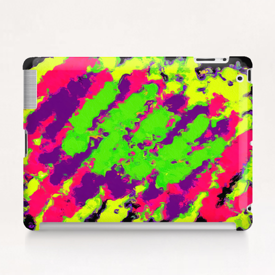 sychedelic splash painting abstract texture in yellow green pink purple black Tablet Case by Timmy333