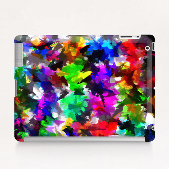 psychedelic splash painting abstract texture in pink blue green yellow red black Tablet Case by Timmy333