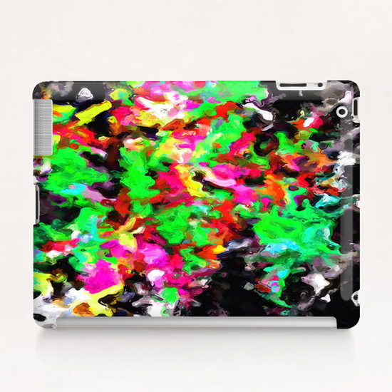 psychedelic splash painting abstract texture in pink green yellow black Tablet Case by Timmy333