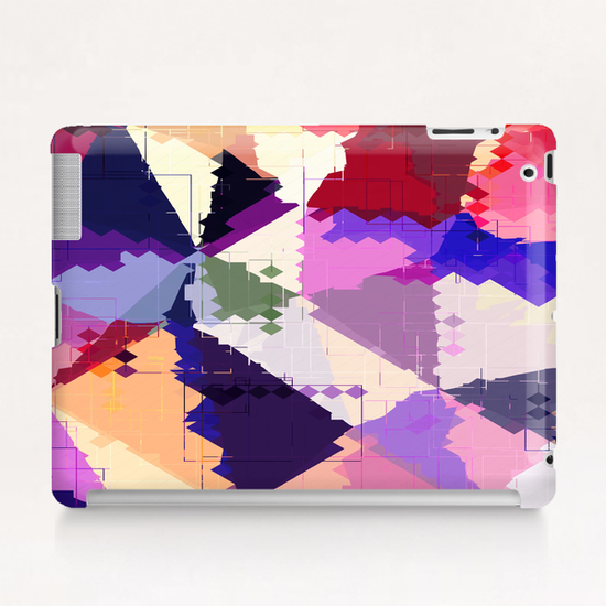 geometric square pixel and triangle pattern abstract in pink purple blue Tablet Case by Timmy333