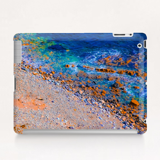 blue water at the ocean with rock and stone in summer Tablet Case by Timmy333