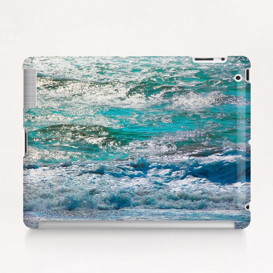 blue ocean wave texture abstract background Tablet Case by Timmy333