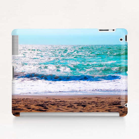 sandy beach with blue water and blue sky in summer Tablet Case by Timmy333