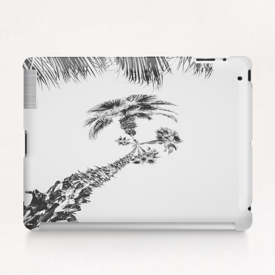 palm tree with clear sky background in black and white Tablet Case by Timmy333