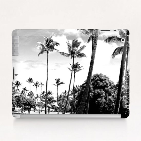 palm tree with cloudy sky in black and white Tablet Case by Timmy333